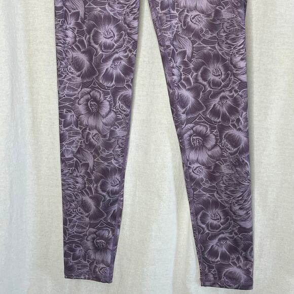 Kyodan‎ Purple Floral Print Ankle Length Leggings Size Small Athletic Yoga Gym - Picture 4 of 7